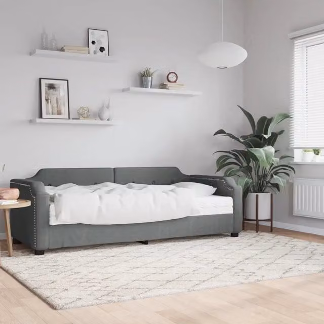 Divano Letto con Materasso-Sofa Letto-Daybed Grigio Scuro 90x190 cm in Tessuto 489832