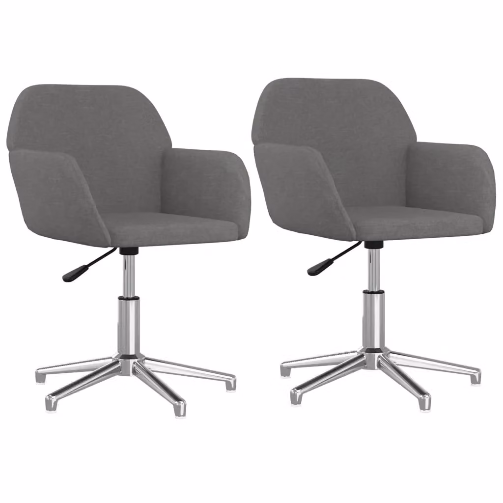 Set di 2 sedie da pranzo girevoli a 360 gradi vidaXL in tessuto grigio con struttura in metallo e legno per cucina e soggiorno – 2