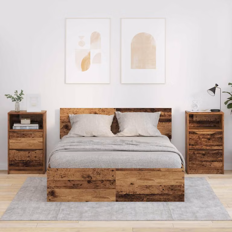Set di 2 comodini vidaXL in legno ingegnerizzato color marrone, L/P/H: 40 x 30 x 67 cm
