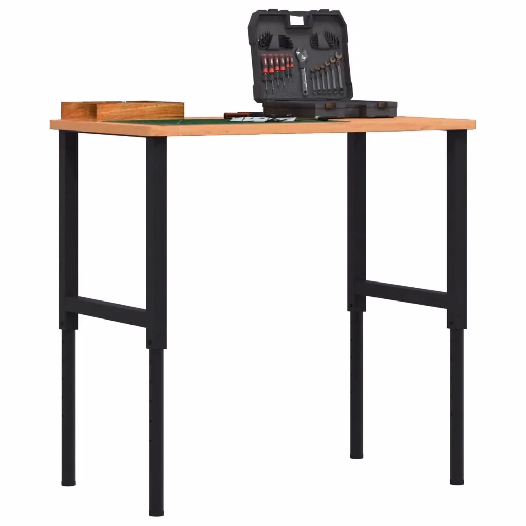 Banco da Lavoro Rettangolare in Legno di Faggio CFW3458998 con Altezza Regolabile, L: 100 cm, P: 60 cm, H: 71,5-98 cm – 2