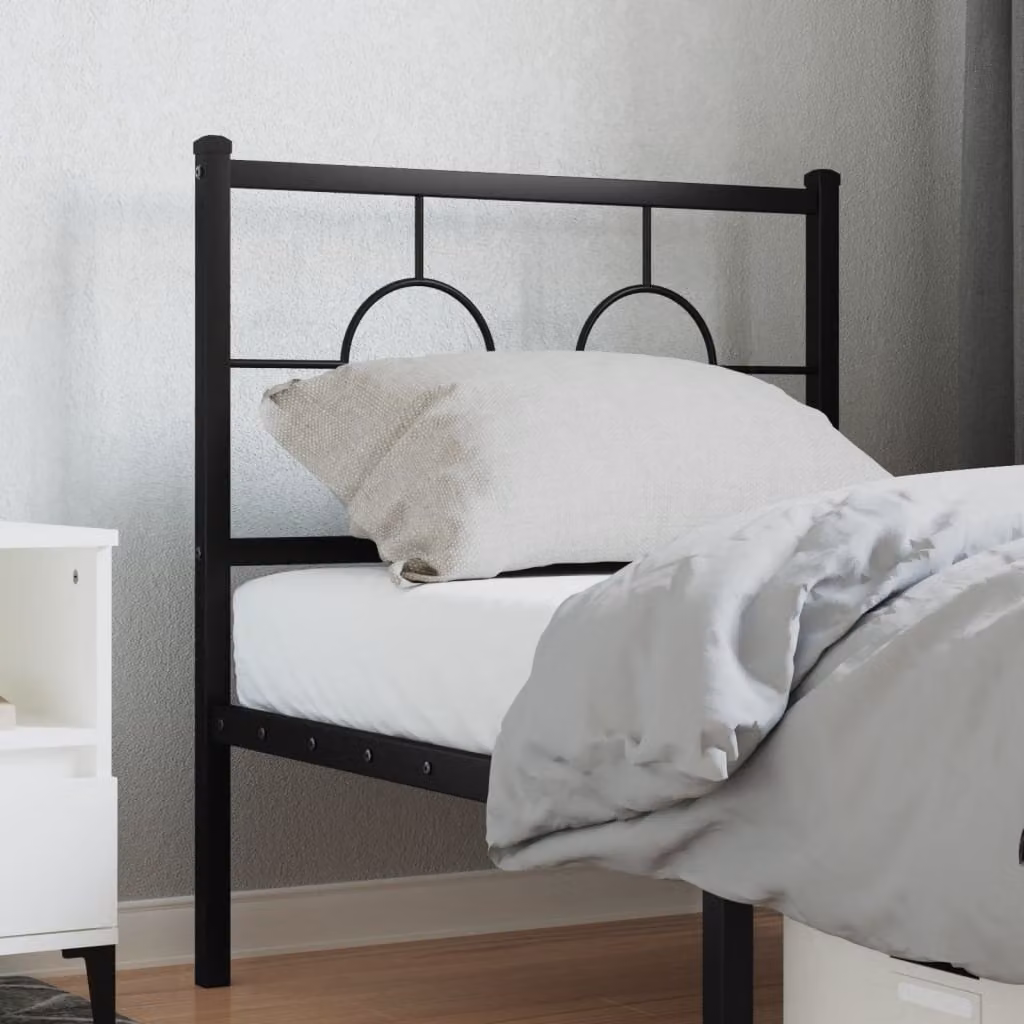 Testiera di ricambio vidaXL in metallo nero laccato per camera da letto, L: 75 cm, H: 80 cm, P: 3 cm