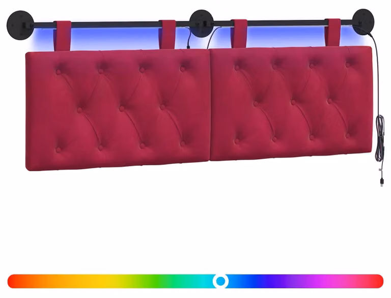 Testiera sospesa Con luce LED Rosso Vino Velluto