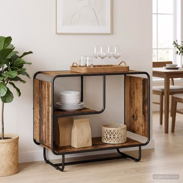 Credenza vidaXL in stile industriale color marrone in legno e metallo L 80 x P 37,5 x H 64,5 cm
