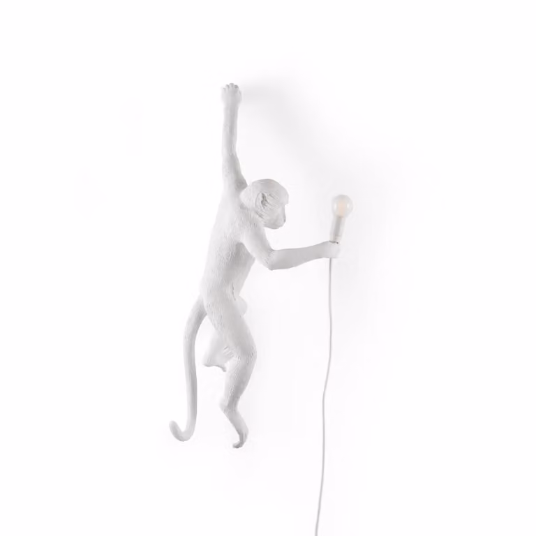 SELETTI Applique LED Monkey Lamp, bianco, sinistra Lamp, Bianco / Opale, Soggiorno / Sala da pranzo, Plastica, Design, Applique