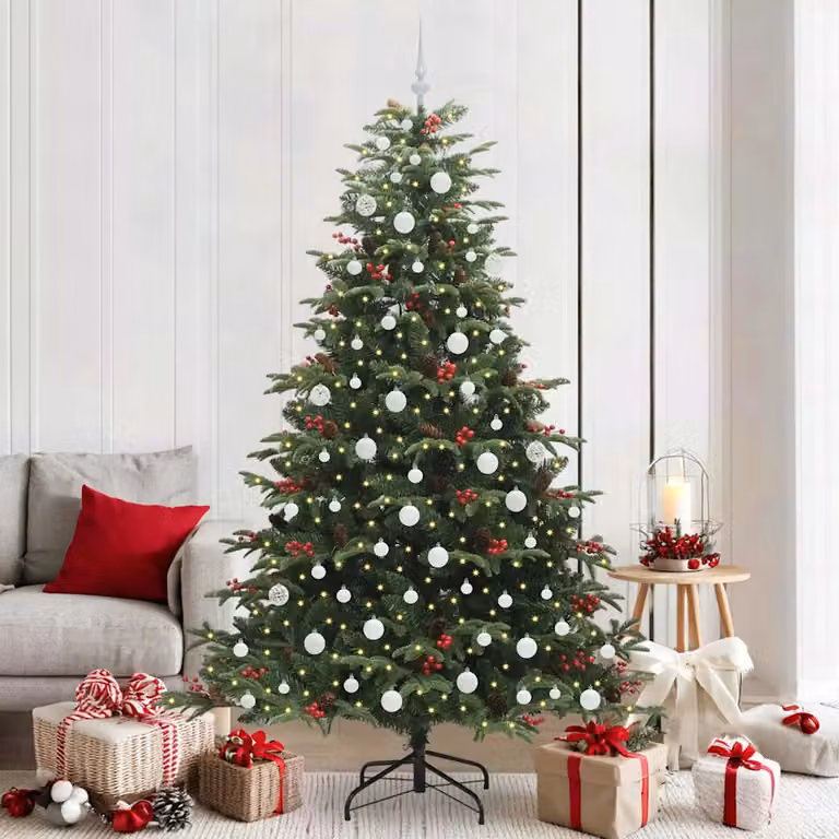Albero di Natale artificiale moderno vidaXL verde con 300 LED luce bianca calda