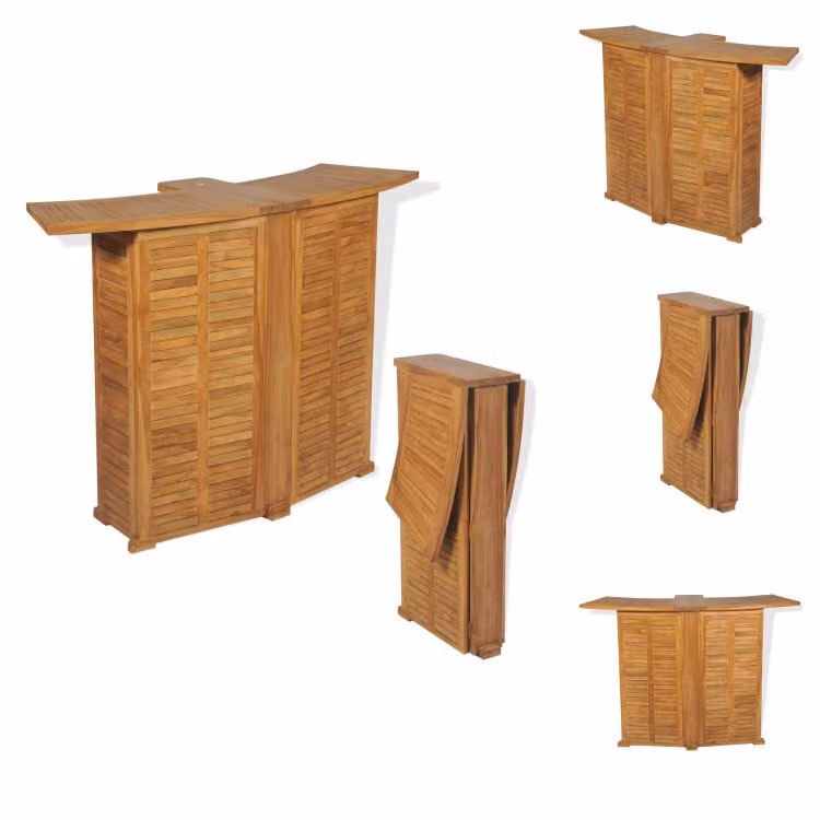 vidaXL Tavolo bar pieghevole 155x53x105 cm in teak massiccio - Tavoli da giardino