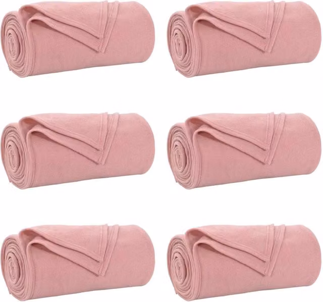 Set di 6 coperte in pile rosa per adulti, L 270 cm x P 240 cm