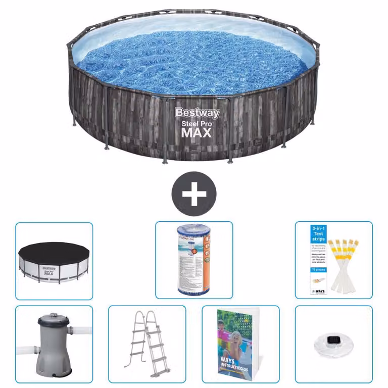 Piscina gonfiabile Bestway Steel Pro MAX, rotonda, 427x107 cm, composta da 6 parti, modello S622