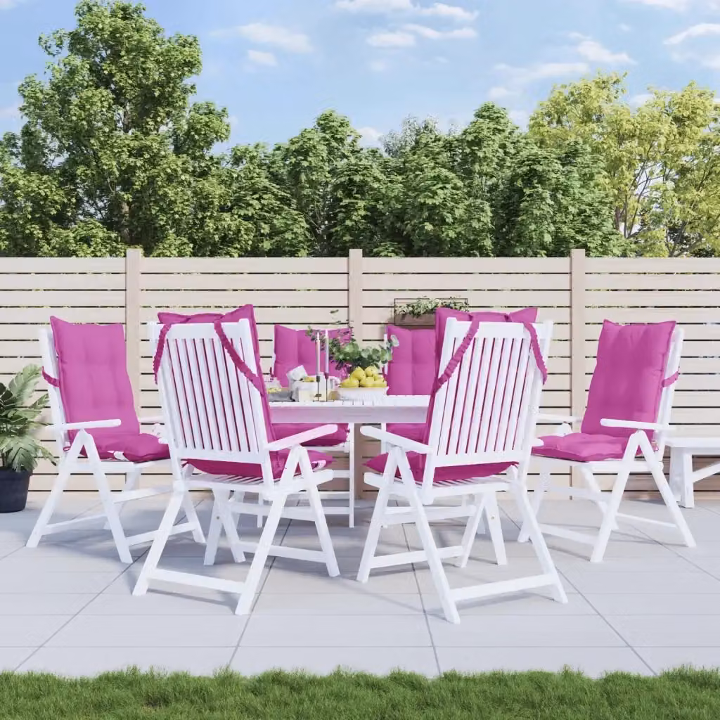 Set di 6 cuscini per sedia con schienale alto DESIGN IN, colore rosa, in tessuto Oxford impermeabile e traspirante – 2