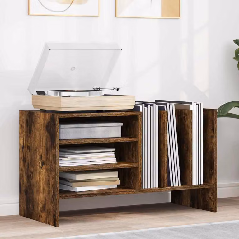 vidaXL Mobile porta vinili Rovere fumé marrone L: 78.5 cm, P: 35 cm, H: 45 cm