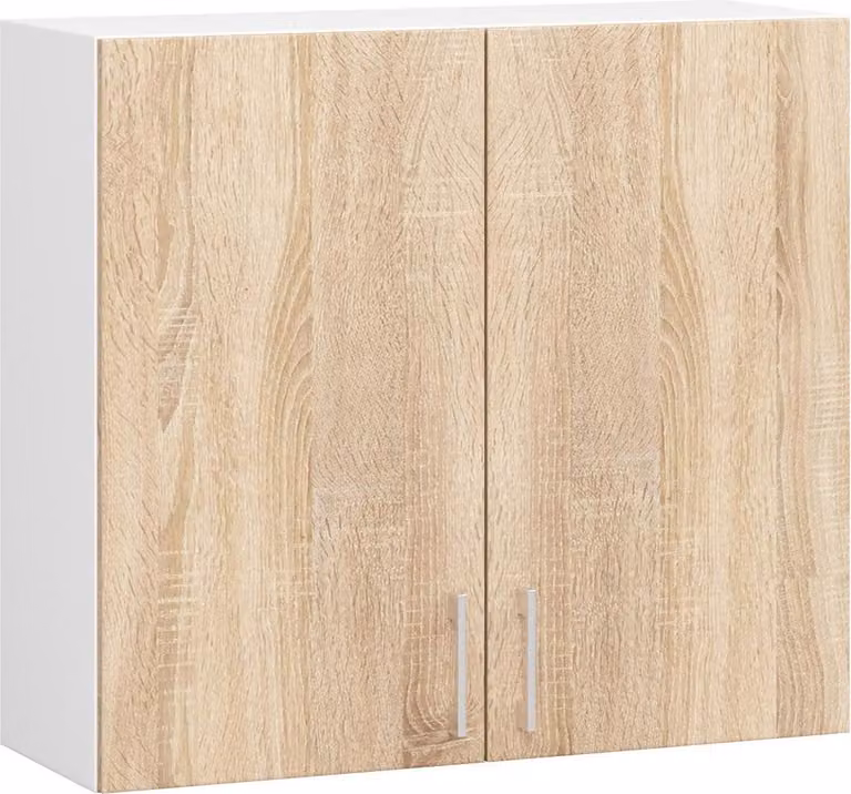 raumhirsch, pensile da cucina LIMA, mobiletto a parete con 2 ante, finitura rovere Sonoma opaco e bianco, dimensioni 80x30,5x72 cm