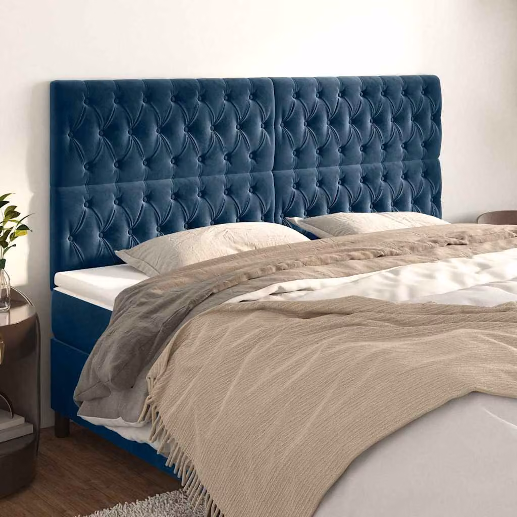Testiera per letto vidaXL in velluto blu, L: 180 cm, P: 7 cm, H: 118-128 cm – 1