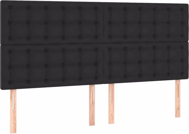 Testata per letto in similpelle nera con struttura in legno, L: 180 cm, P: 5 cm, H: 118/128 cm – 1