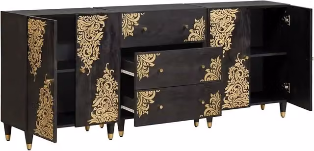 Set di Armadi da Bagno | Armadio da bagno con cassetto 3 pz Nero 180 x 33 x 75 cm