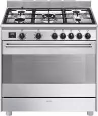 Cucina a gas Smeg Concerto BG91X2 con 5 zone e forno elettrico in acciaio inox Classe A L/P/H: 90 x 60 x 90 cm