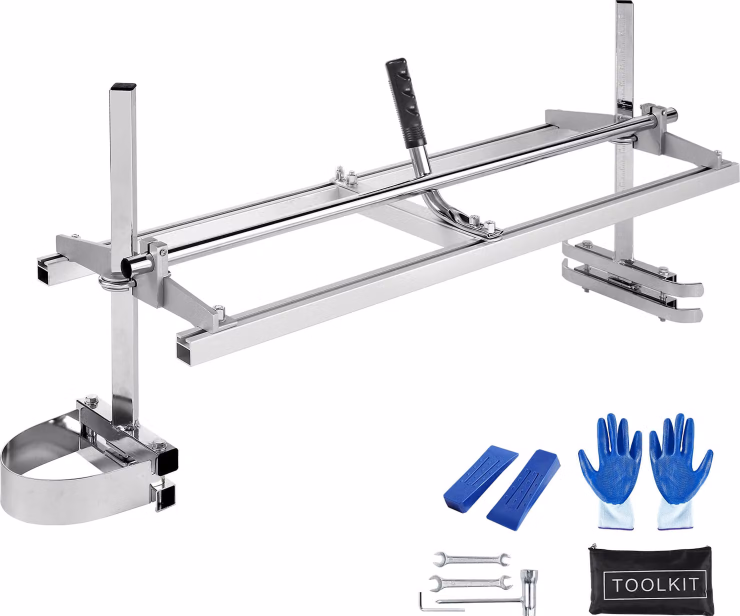 SucceBuy mulino a catena, segheria portatile con barra di guida da 14 a 48 pollici, mulino per tavole in acciaio zincato, spessore di taglio 0,2-11,81 pollici, segheria per tagli trasversali per costruttori e falegnami