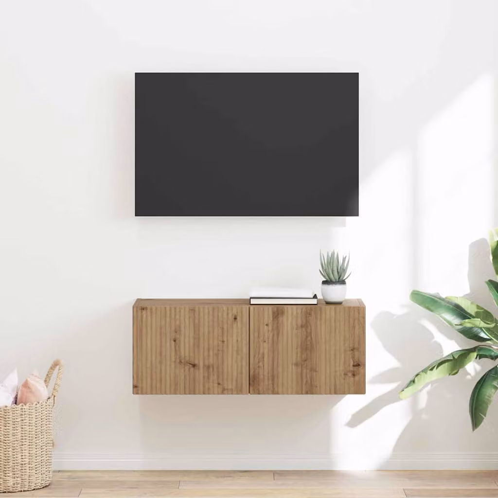 Mobile TV da parete vidaXL in Rovere Artigianale, Marrone, L: 78,5 cm, P: 30 cm, H: 29,5 cm