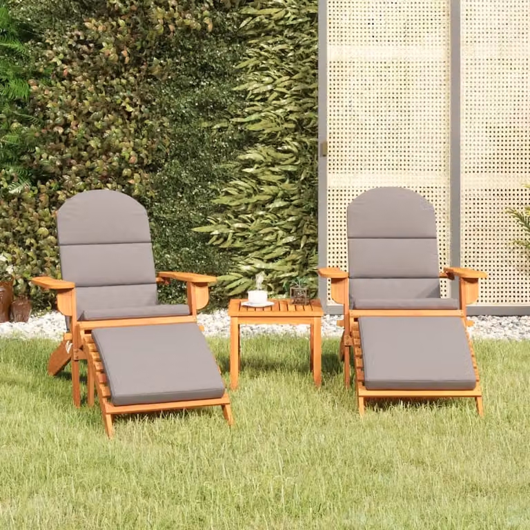 Set Salotto da Giardino Adirondack vidaXL in Legno di Acacia Oliato, 3 Pezzi, Marrone/Grigio
