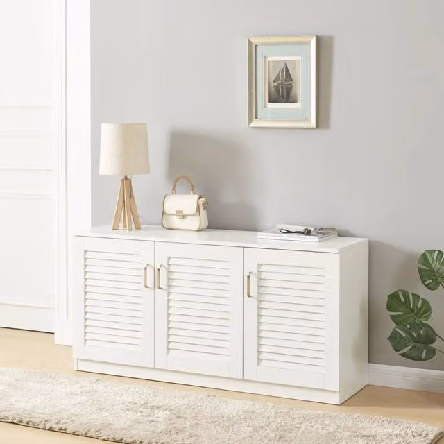 Armadio Scarpiera Løten con Ante a Persiana Bianco en.casa L/P/H: 125 x 36 x 62 cm