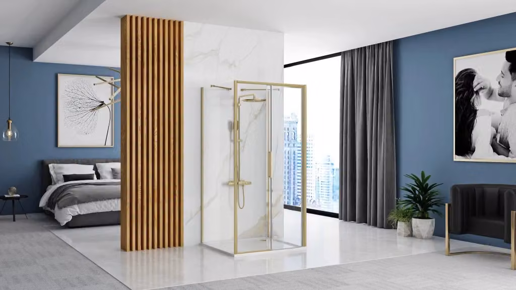 Cabina Doccia Angolare Rea Rapid Slide Brush Gold L: 120 cm, P: 90 cm – 2