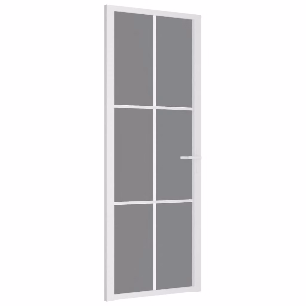 Porta Interna 76x201,5 cm Bianca in Vetro ESG e Alluminio