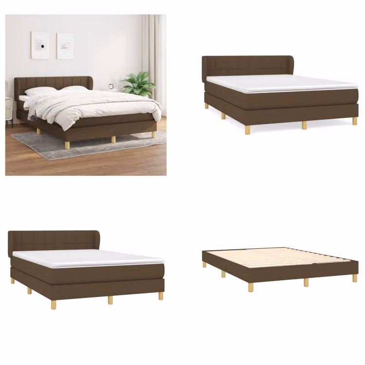 vidaXL Letto a molle con materasso in tessuto marrone scuro 140x200 cm - Letto a molle - Boxspringbetten - Bett - Schlafzimmermöbel