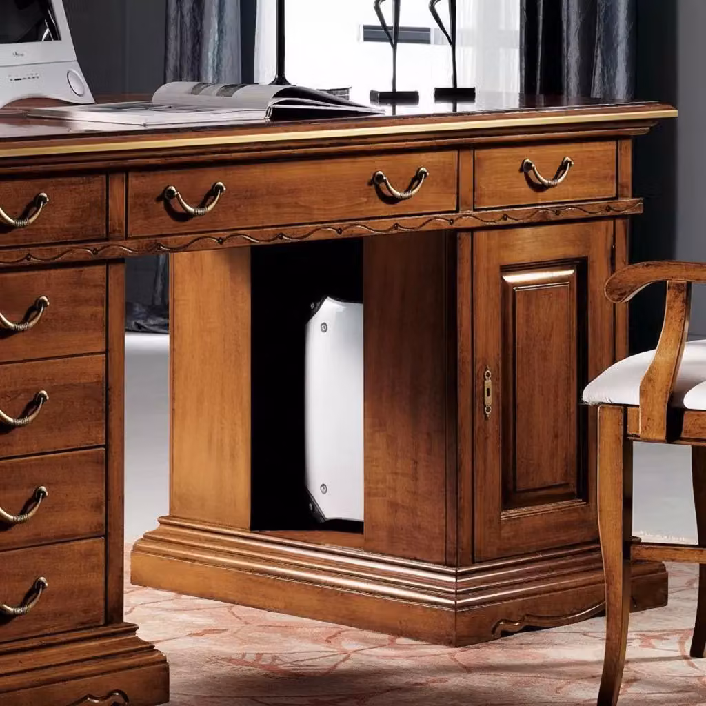 Scrivania porta PC Mobili 2G in legno con 6 cassetti e profilo foglia oro L: 160 cm, P: 80 cm, H: 85 cm – 4