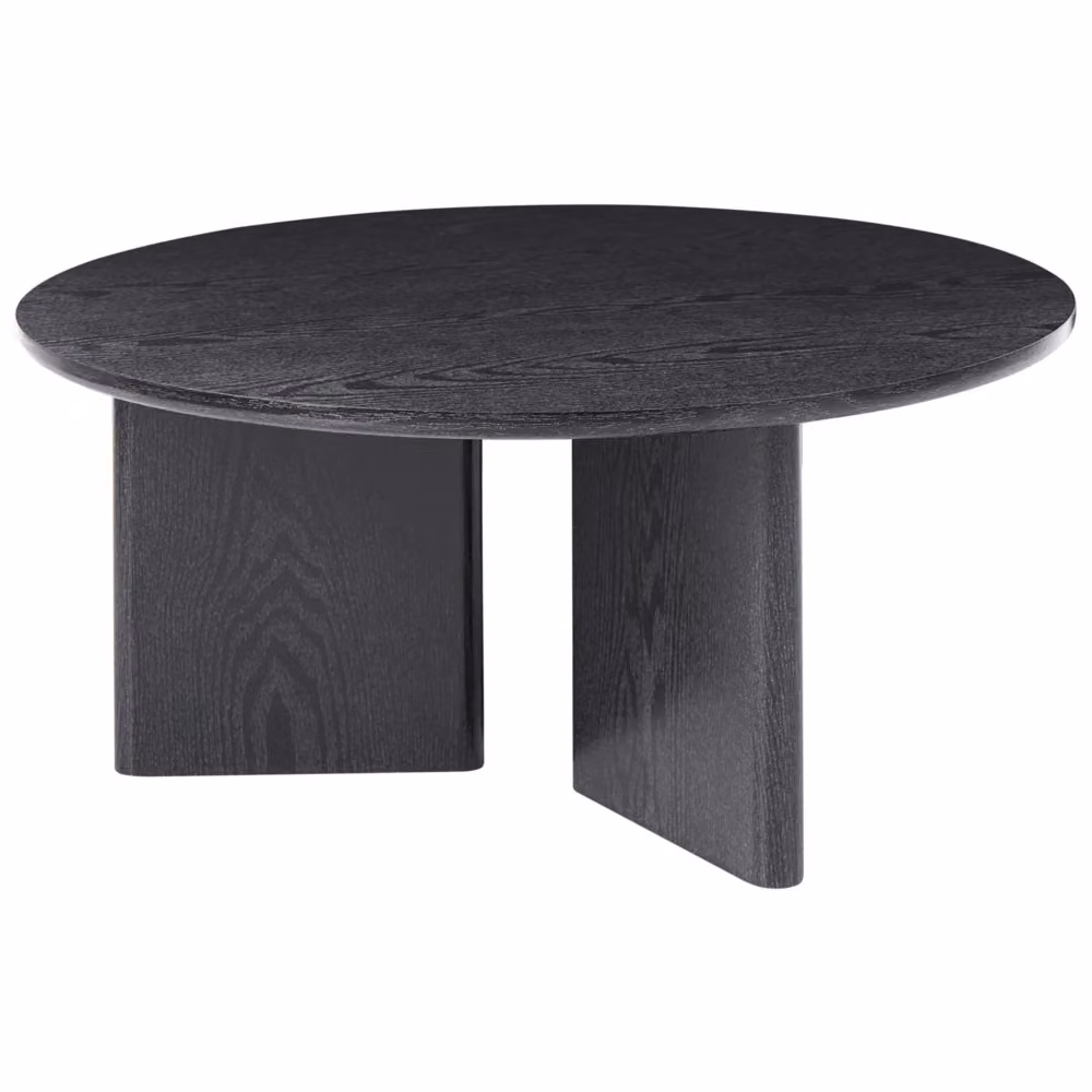 Tavolino rotondo nero BELIANI in MDF con finitura opaca e 3 gambe a pannello per soggiorno in stile moderno L: 80 cm, P: 80 cm, H: 40 cm – 2