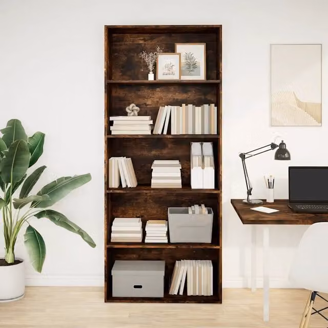 Libreria-Scaffale Design Mania in Legno Multistrato e MDF, Colore Rovere Fumo, L 80 cm x P 30 cm x H 189 cm