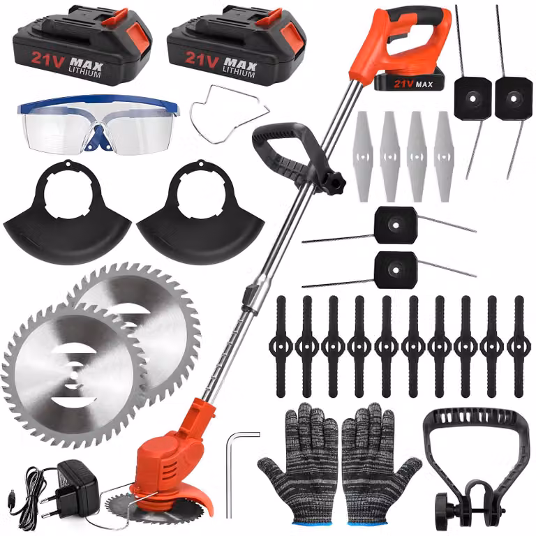 Tosaerba a batteria - Motore brushless da 1800 W, 1500 giri/min, leggero e regolabile in altezza per la casa e il giardino