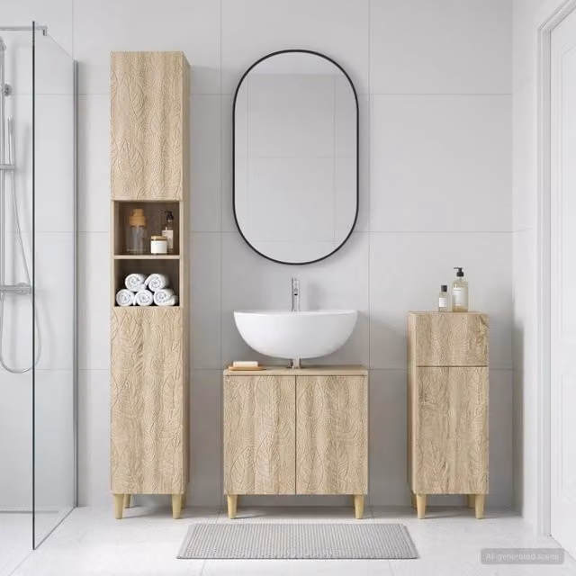 Set di armadietti da bagno in 3 pezzi DELFT Rovere Sonoma 3417866