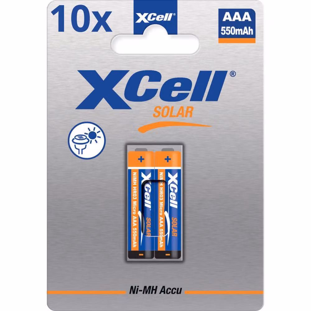 20x batterie ricaricabili XCell Solar X550AA Micro Ni-MH 1,2V 550mAh (10x blister da 2)