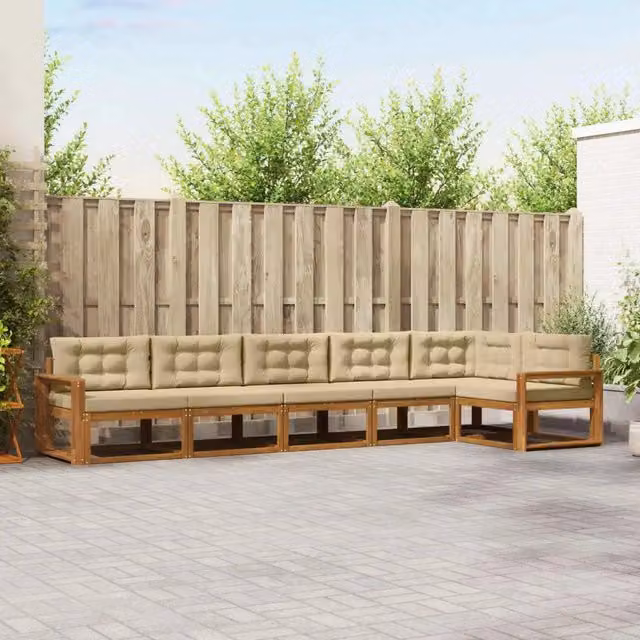 Set di divani da esterno 6 pz Naturale e Beige 3367656