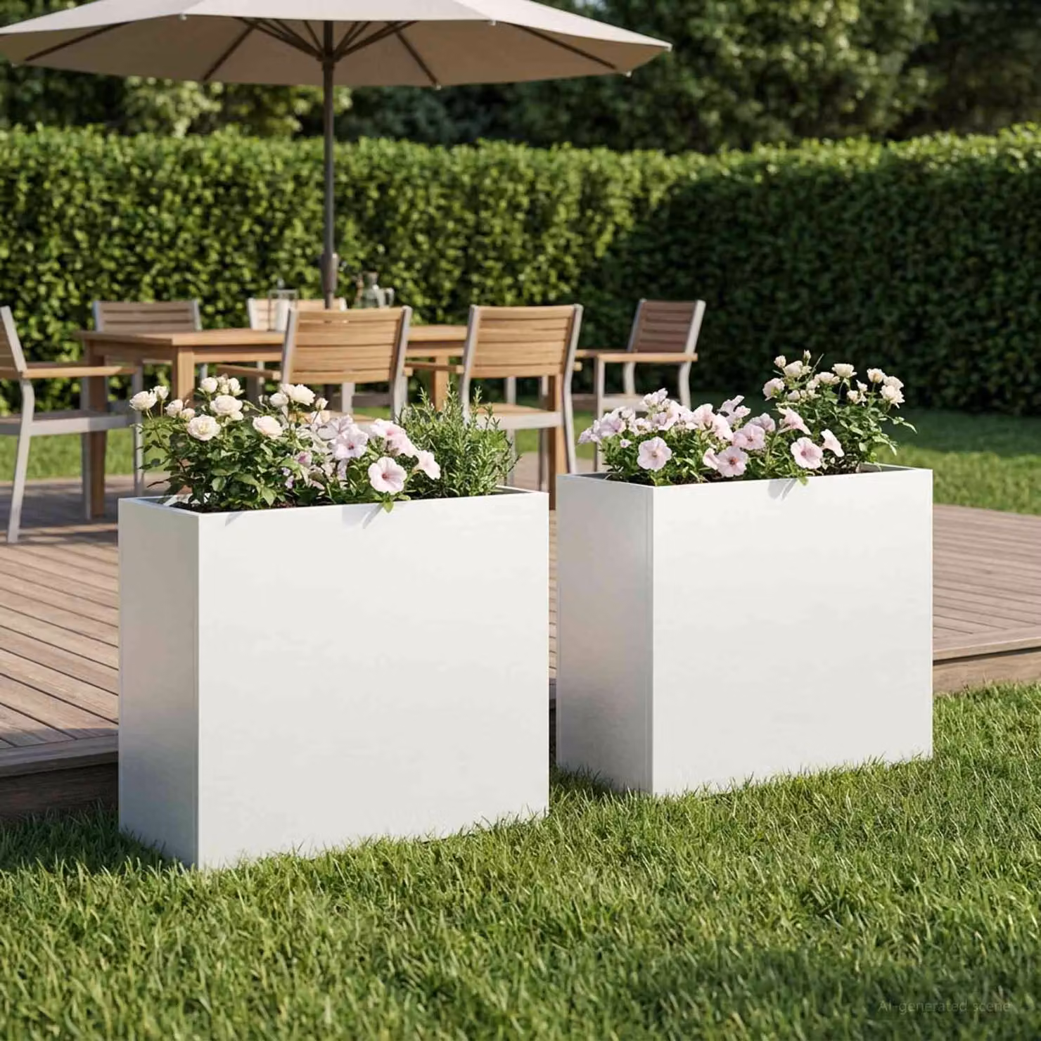 Set di 2 vasi da giardino vidaXL in metallo bianchi L/P/H: 50 x 20 x 40 cm