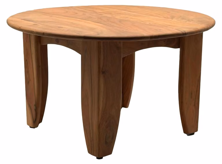 Tavolino da salotto WOHNLING, forma rotonda, diametro 60 cm, in legno massello di acacia, design moderno, ideale come tavolino da divano o tavolino ausiliario per il soggiorno, realizzato a mano