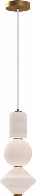 Lampada a sospensione Bijou LED 20W vetro opale oro