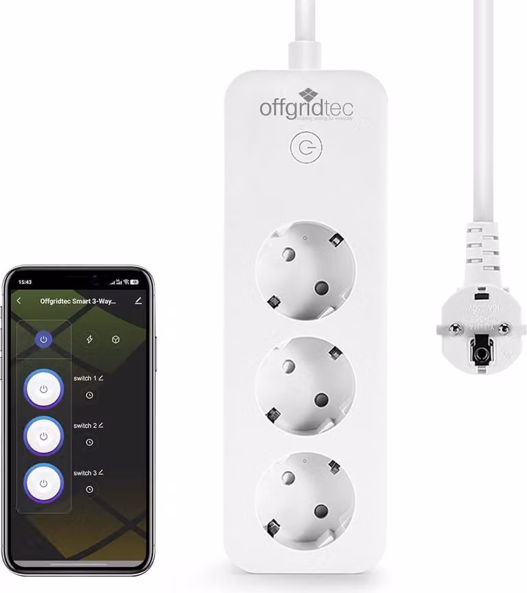 Presa intelligente a 3 vie Offgridtec con Smart Life o app Tuya Cavo da 1,8 m