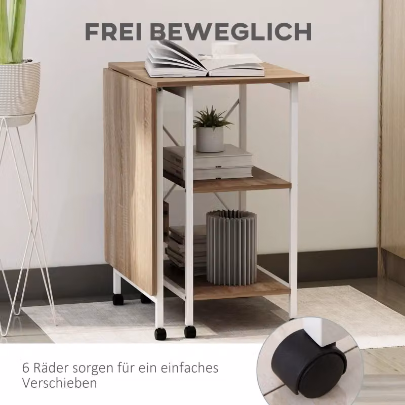 Scrivania pieghevole WISHDOR con ruote in MDF e metallo, bianco, L: 107 cm, P: 55 cm, H: 76 cm – 2