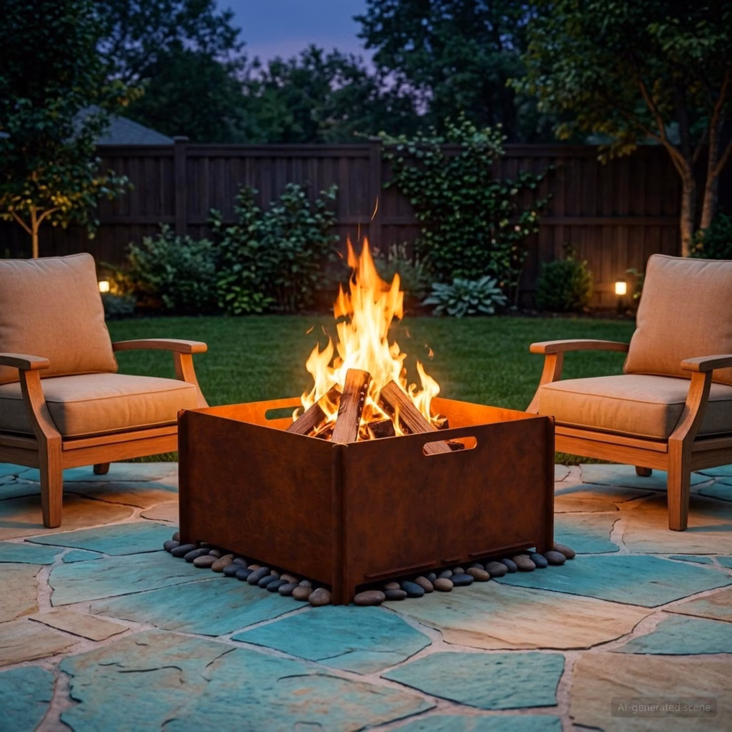 Braciere vidaXL in acciaio Corten color marrone, L/P/H: 60 x 60 x 30 cm