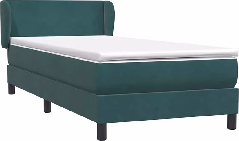 Giroletto a Molle con Materasso Verde Scuro 80x220 cm Velluto