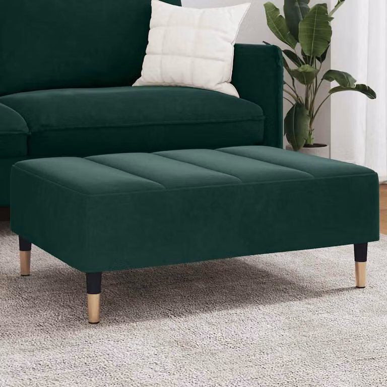 Poggiapiedi vidaXL in velluto verde con struttura in metallo L: 77 cm, P: 55 cm, H: 31 cm