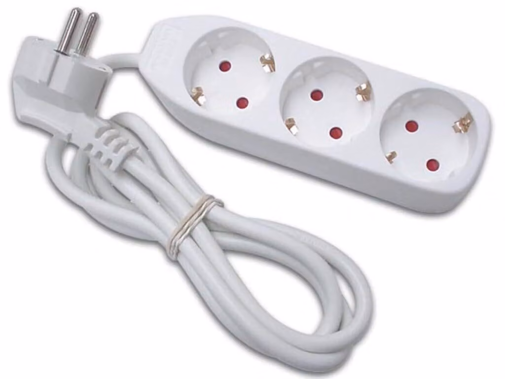 Presa 3 Vie - Cavo 1,5 M - Bianco - Schuko