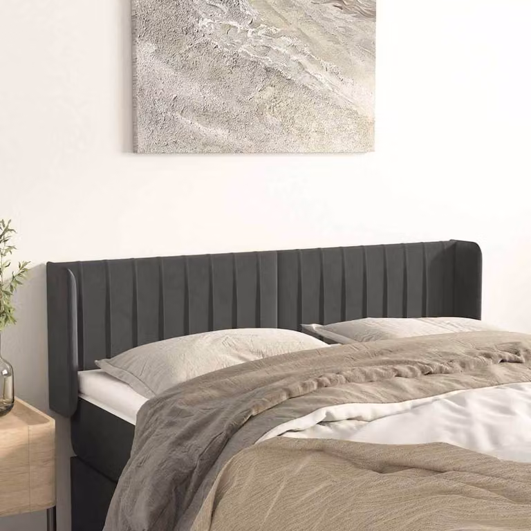 Testiera ad orecchio vidaXL in velluto grigio scuro L: 147 cm, P: 16 cm, H: 78-88 cm
