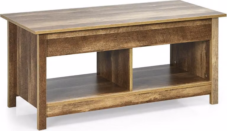 Tavolino con piano sollevabile Mobili d'accento multifunzionali con scomparti nascosti e ripiani in rovere