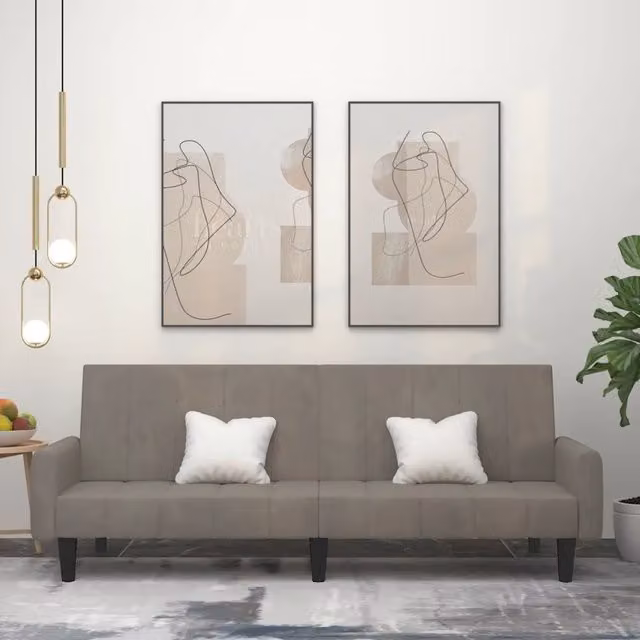 Divano Letto a 2 Posti-Sofa Letto 2 Posti-Daybed Grigio Chiaro in Velluto 730387