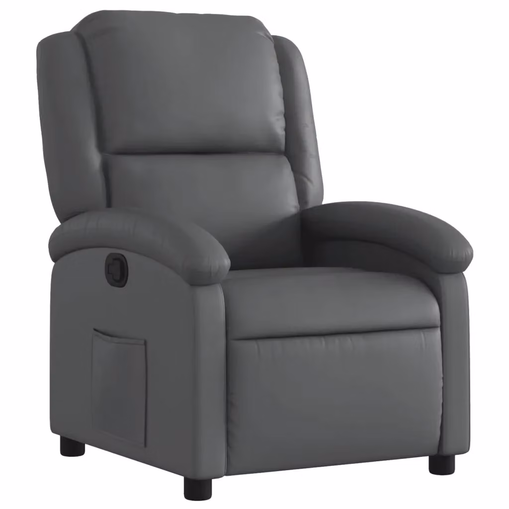 Poltrona reclinabile relax vidaXL in similpelle grigia con braccioli e struttura in legno e metallo – 2