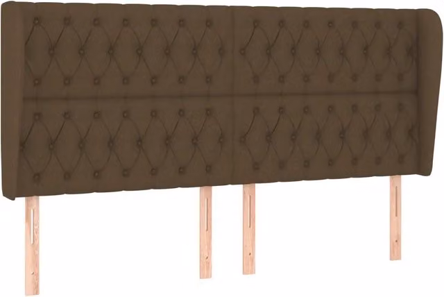 Testiera ad orecchio in tessuto marrone scuro L: 183 cm, P: 23 cm, H: 118/128 cm