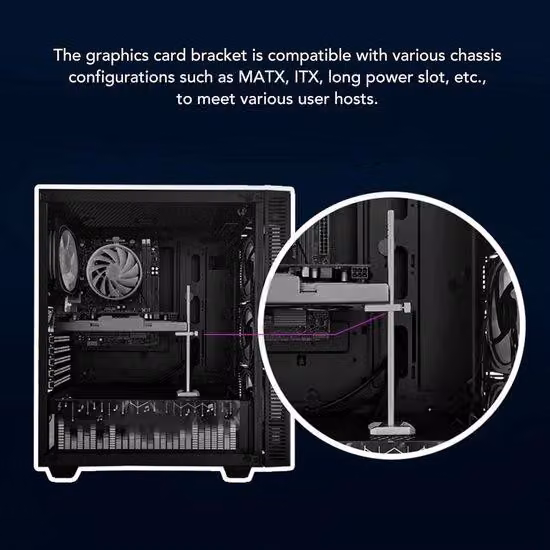 Supporto per GPU in alluminio nero regolabile per ITX