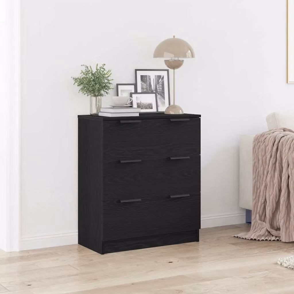 Credenza moderna vidaXL in legno MDF color nero, L 60 x P 30 x H 70 cm