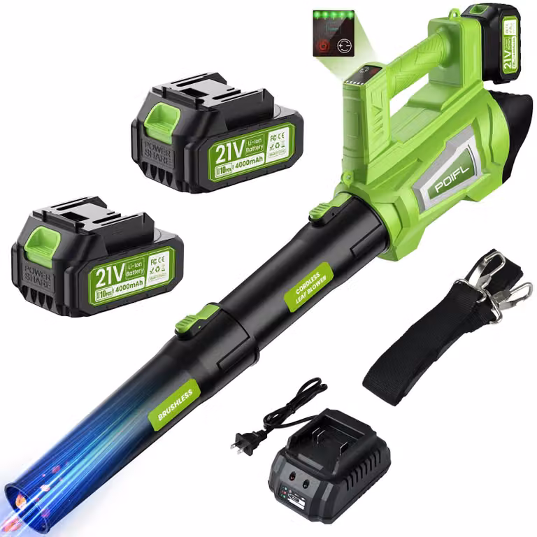 Soffiatore elettrico - 21 Volt - Batteria: 2 x 4000 mAh - 6 velocità - Portatile - Soffiatore per giardino